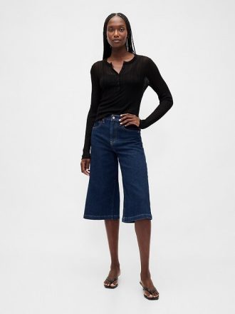 Culotte-Jeans mit hohem Bund