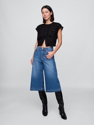 Culotte-Jeans mit hohem Bund