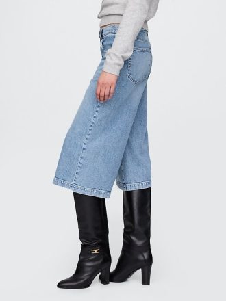 Culotte-Jeans mit hohem Bund