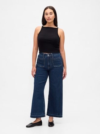 Curvy High Rise Stride Knöcheljeans mit weitem Bein