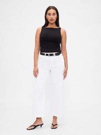 Curvy High Rise Stride Knöcheljeans mit weitem Bein