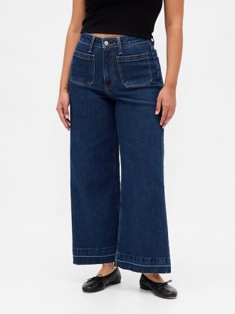 Curvy High Rise Stride Knöcheljeans mit weitem Bein