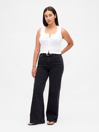 Curvy High Rise Stride Wide-Leg-Jeans
