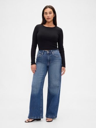 Curvy High Rise Stride Wide-Leg-Jeans