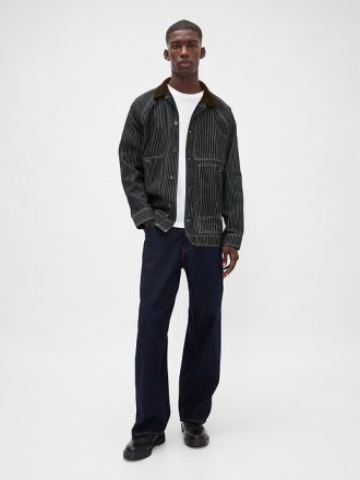 Denim-Arbeitsjacke mit Streifen