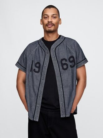 Denim-Baseballtrikot mit 1969-Logo