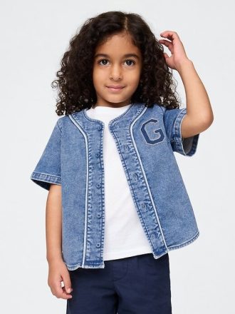 Denim-Baseballtrikot mit Logo für Babys und Kleinkinder