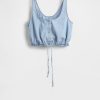 Denim-Crop-Top mit gerafftem Saum Denim-Crop-Top mit gerafftem Saum
