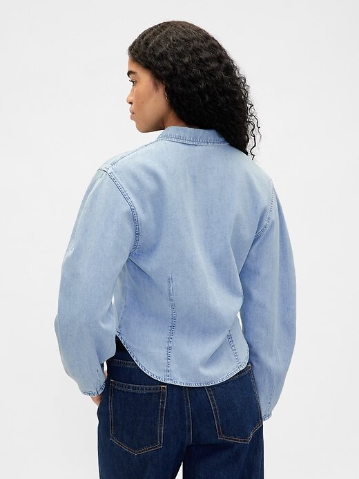 Denim-Hemd mit Ballonärmeln Denim-Hemd mit Ballonärmeln