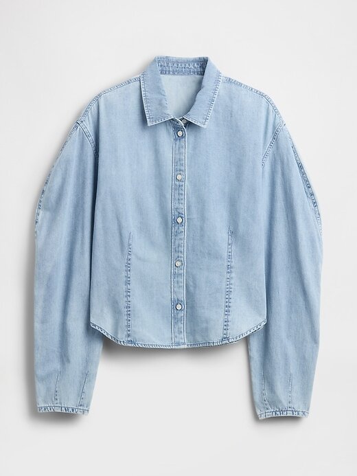 Denim-Hemd mit Ballonärmeln Denim-Hemd mit Ballonärmeln
