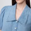 Denim-Hemd mit Puffärmeln und Kragen Denim-Hemd mit Puffärmeln und Kragen