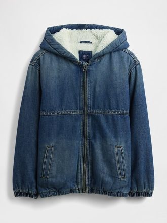 Denim-Hoodie mit Sherpa-Futter für Kinder