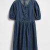 Denim-Kleid mit Puffärmeln für Kinder Denim-Kleid mit Puffärmeln für Kinder