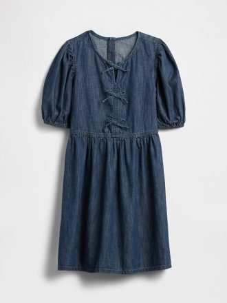 Denim-Kleid mit Puffärmeln für Kinder