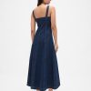 Denim-Maxikleid mit eckigem Ausschnitt