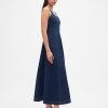 Denim-Maxikleid mit eckigem Ausschnitt