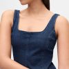 Denim-Maxikleid mit eckigem Ausschnitt
