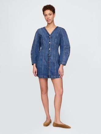 Denim-Minikleid mit Fassärmeln