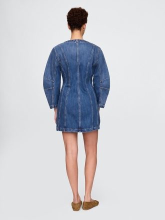 Denim-Minikleid mit Fassärmeln