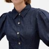 Denim-Minikleid mit Puffärmeln und Nähten Denim-Minikleid mit Puffärmeln und Nähten