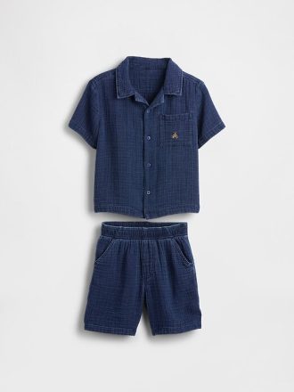 Denim-Outfit-Set aus Crinkle-Gaze  für Babys und Kleinkinder