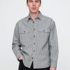 Denim-Streifenhemd mit großem Muster Denim-Streifenhemd mit großem Muster