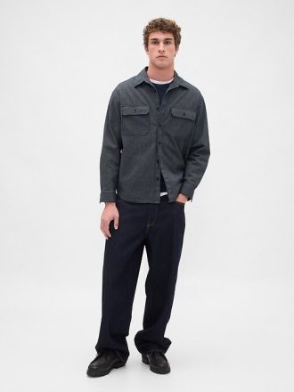 Denim-Streifenhemd mit großem Muster