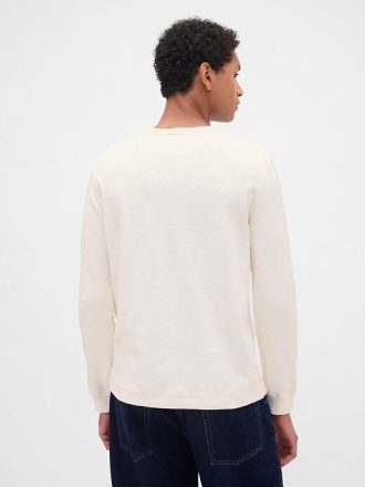 Doppelt gestricktes Henley-T-Shirt