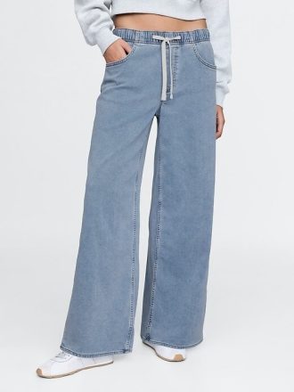 Easy Baggy-Jeans aus Strick mit mittlerer Leibhöhe