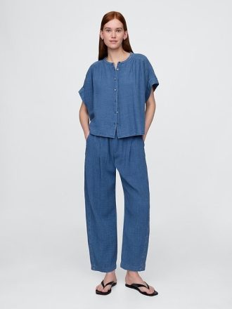 Easy Barrel-Hose aus Baumwollgaze-Denim
