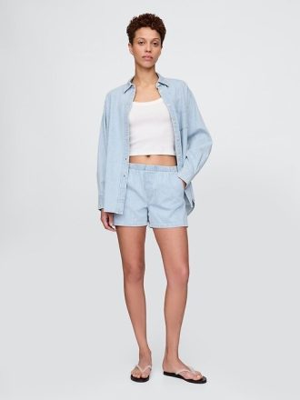 Easy Denim-Boxershorts mit mittlerer Leibhöhe