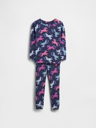 Einhorn-Pyjama-Set aus gebürsteter Bio-Baumwolle für Babys und Kleinkinder