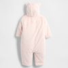 Einteiliger Baby-Einteiler mit Kapuze und Bären-Kunstpelz Einteiliger Baby-Einteiler mit Kapuze und Bären-Kunstpelz