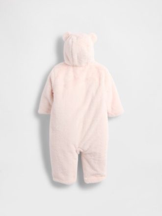 Einteiliger Baby-Einteiler mit Kapuze und Bären-Kunstpelz