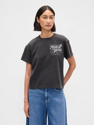 Entspanntes NYC-Grafik-T-Shirt