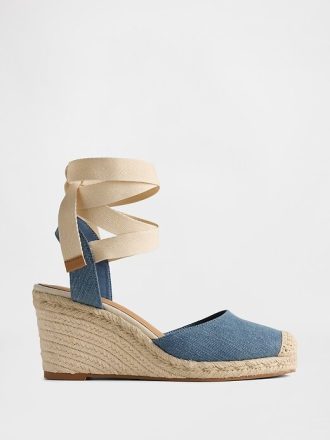 Espadrilles-Keilsandalen aus Denim