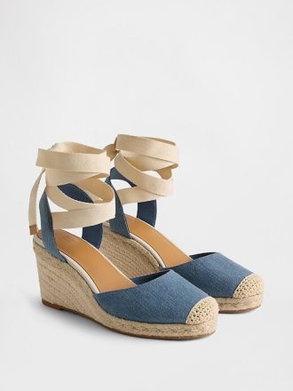 Espadrilles-Keilsandalen aus Denim