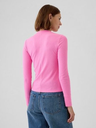 Essential Rib T-Shirt mit Stehkragen