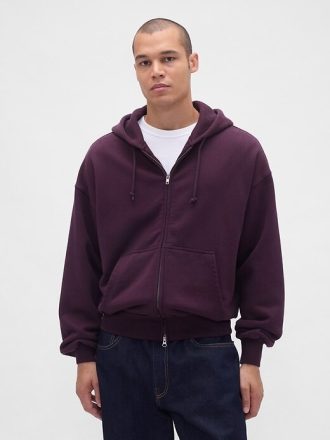 Extra schwerer French Terry-Kapuzenpullover mit Reißverschluss