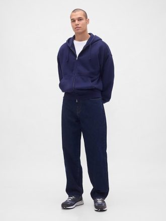 Extra schwerer French Terry-Kapuzenpullover mit Reißverschluss
