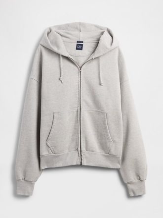 Extra schwerer French Terry-Kapuzenpullover mit Reißverschluss