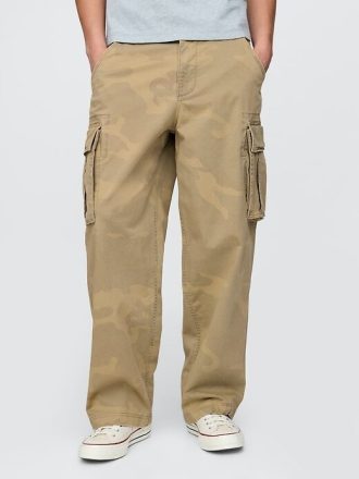 Extra weite Cargohose mit Camouflage-Muster
