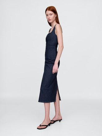 Figurbetontes Midikleid aus Denim