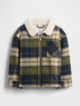 Flanellhemdjacke mit Sherpa-Futter für Babys und Kleinkinder