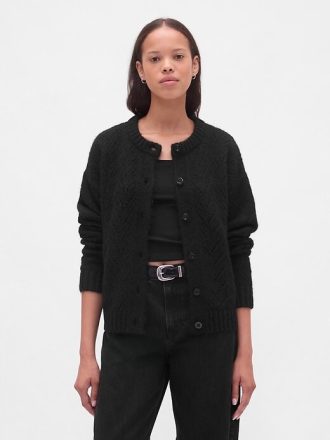 Flauschiger Pointelle-Cardigan