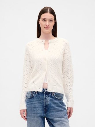 Flauschiger Pointelle-Cardigan