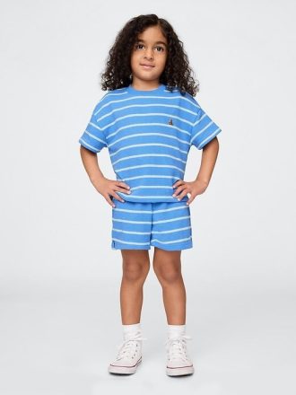 Frottee-Outfit-Set mit strukturierten Streifen für Babys und Kleinkinder