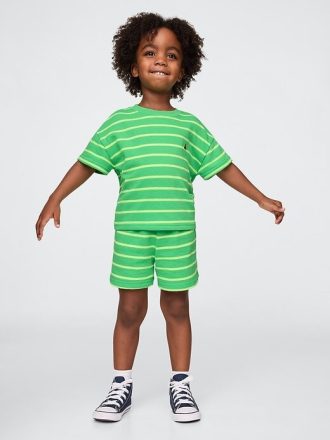 Frottee-Outfit-Set mit strukturierten Streifen für Babys und Kleinkinder