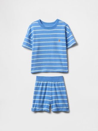 Frottee-Outfit-Set mit strukturierten Streifen für Babys und Kleinkinder