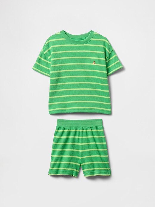 Frottee-Outfit-Set mit strukturierten Streifen für Babys und Kleinkinder Frottee-Outfit-Set mit strukturierten Streifen für Babys und Kleinkinder